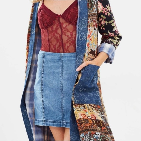 NWT Free People Modern Femme Mini Skirt Westminster Blue Size 10 - Picture 1 of 10